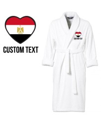 Egypt Flag Heart Shape Embroidery Logo with Custom Text Embroidered Bathrobes